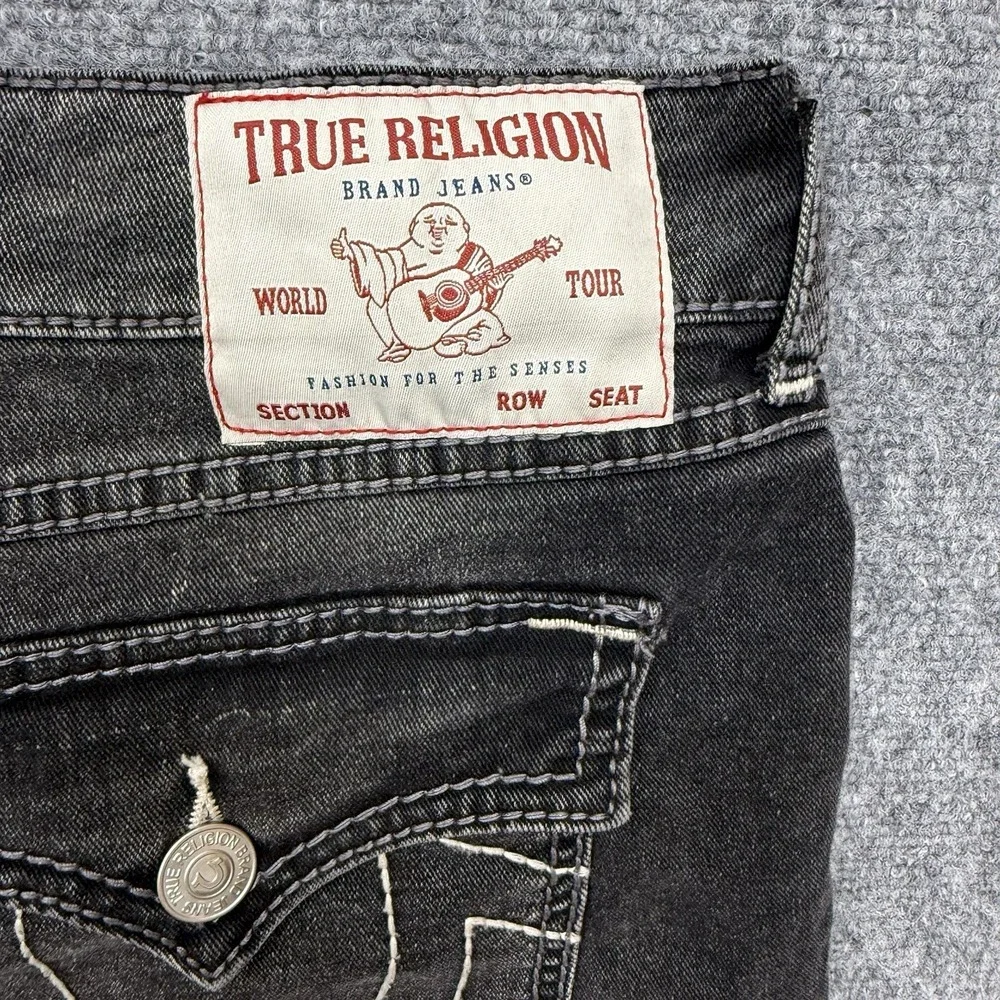 True Religion Geno Relaxed Slim Big T Flap Jeans Men's size 38 38x31 black